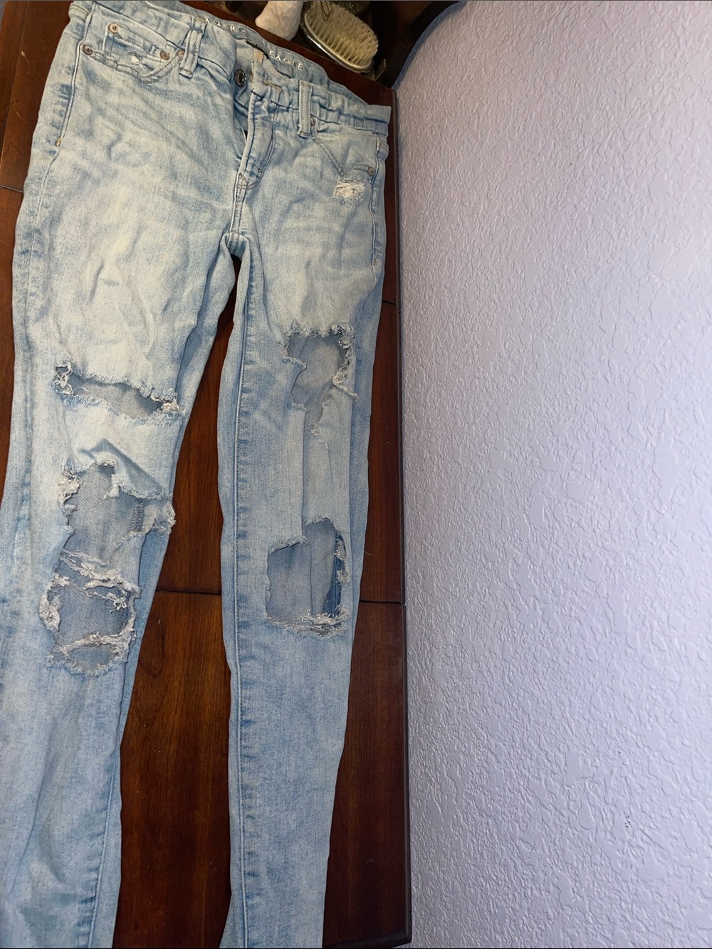 American Eagle Outfitters Light Blue Ripped Skinny Jeans